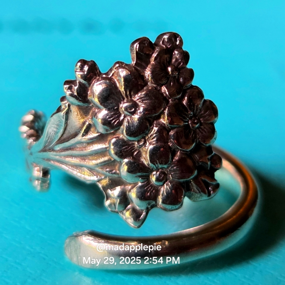 1885 Tiffany & Co. Forget Me Not Spoon Ring In Sterling Silver Designer #28